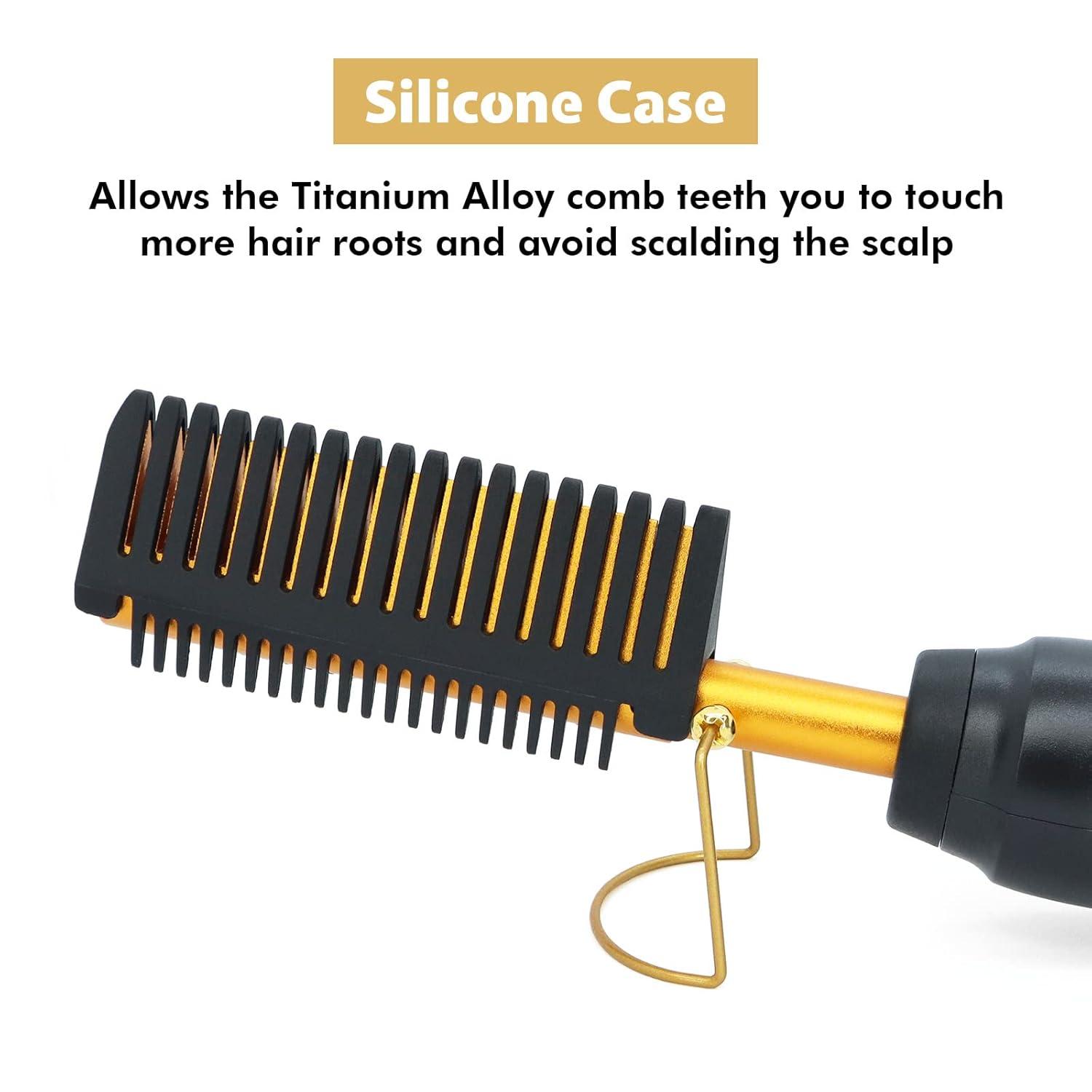 imageDolahair Electric Hot Comb for Wigs Hair Straightener Electric Pressing Combs Lace Front Wigs Flat Iron Comb Lace Melting Band wig kit with hot comb wig installation kit