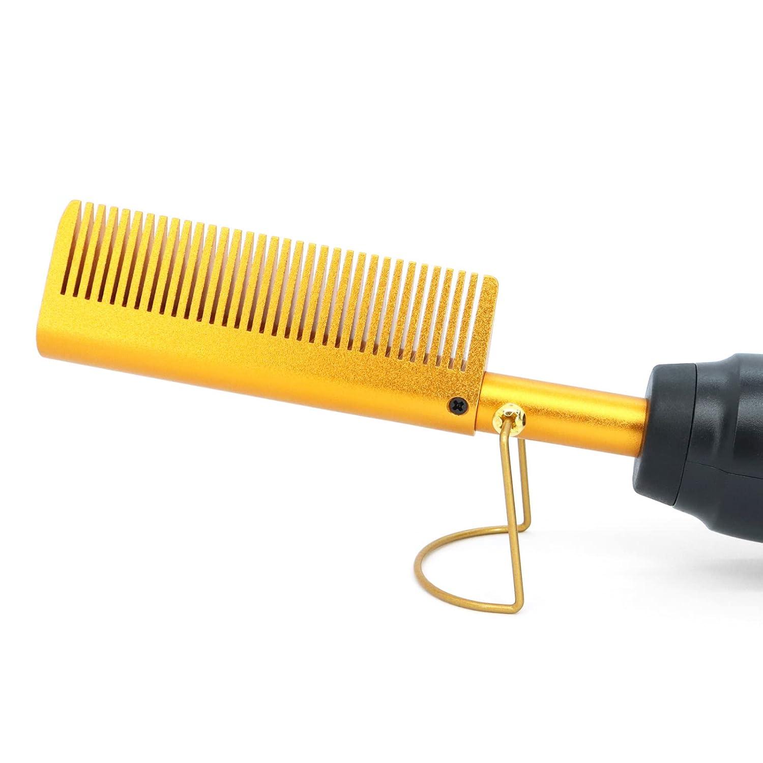 imageDolahair Electric Hot Comb for Wigs Hair Straightener Electric Pressing Combs Lace Front Wigs Flat Iron Comb Lace Melting Band wig kit with hot comb wig installation kit