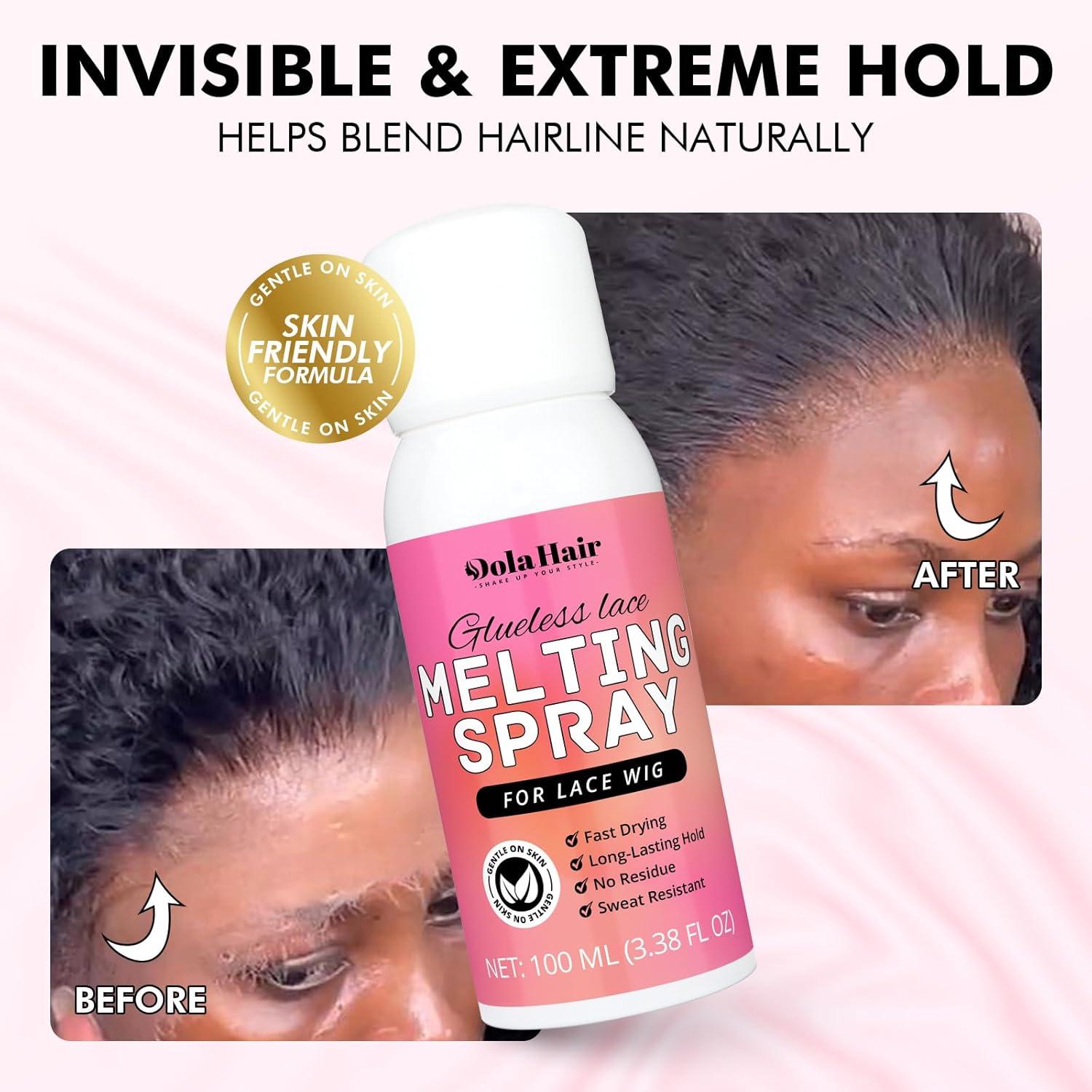 imageDolahair Lace Melting Spray for GlueLess Wigs lace Bond Melting Spray Bond Adhesive Wig Glue Spray Melting Spray1 Band1 BrushMelting Spray1 Band1 Brush