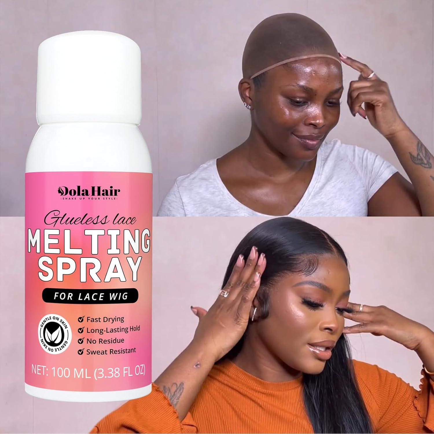 imageDolahair Lace Melting Spray for GlueLess Wigs lace Bond Melting Spray Bond Adhesive Wig Glue Spray Melting Spray1 Band1 BrushMelting Spray1 Band1 Brush