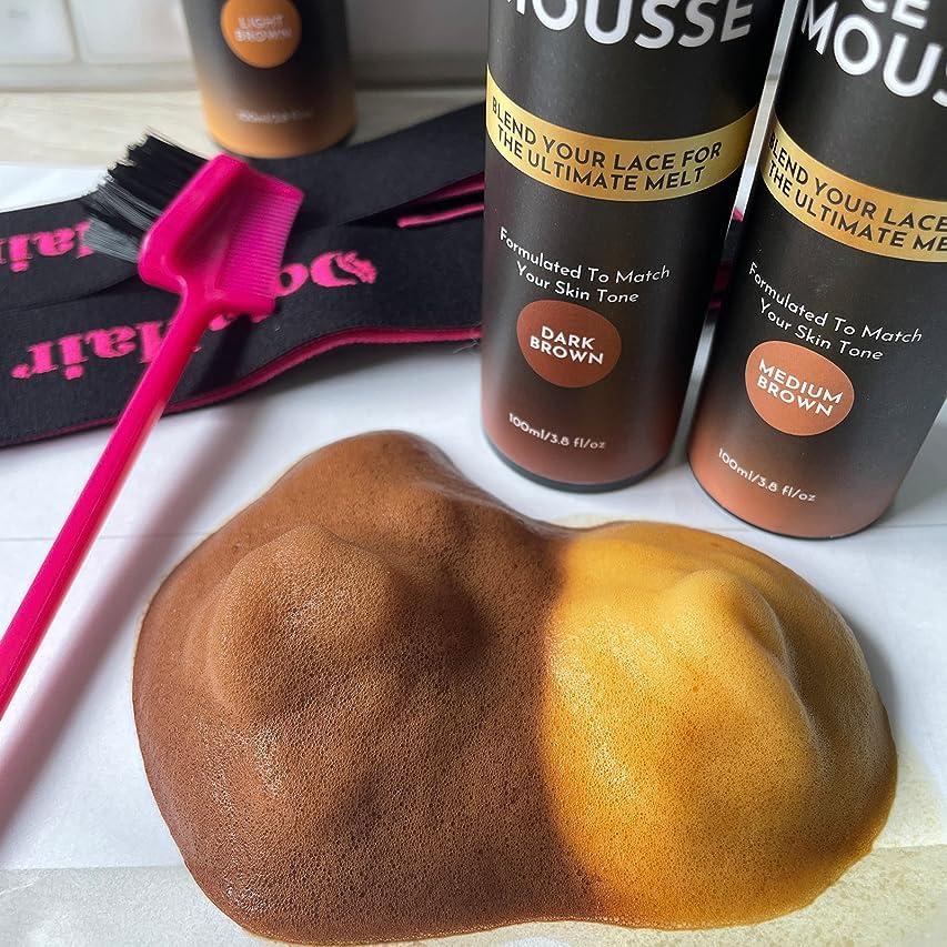 imageDolahair Lace Tint Spray Mousse for Lace Front Wigs Melting Foam Hair Mousse Wig Glue and Installation KitMedium Brown