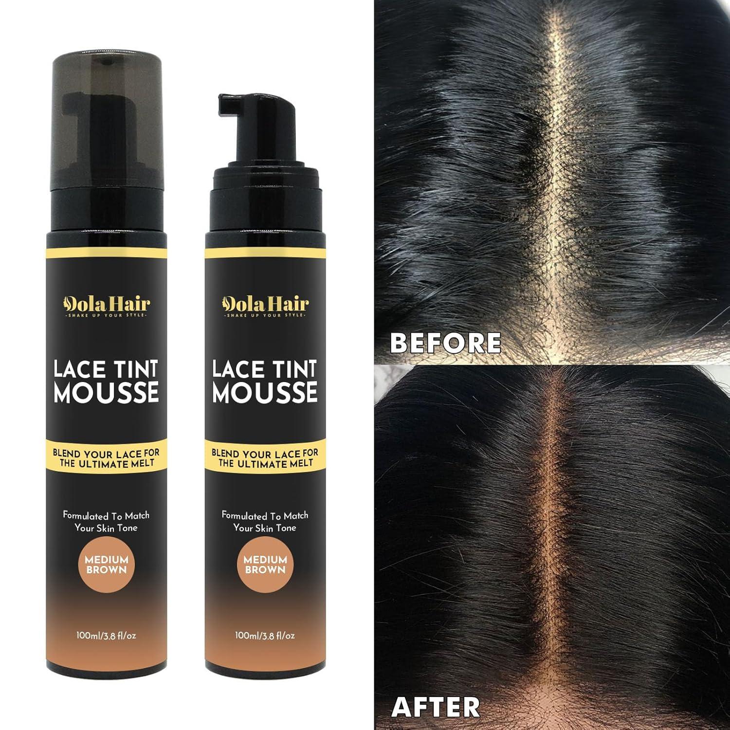 imageDolahair Lace Tint Spray Mousse for Lace Front Wigs Melting Foam Hair Mousse Wig Glue and Installation KitMedium Brown