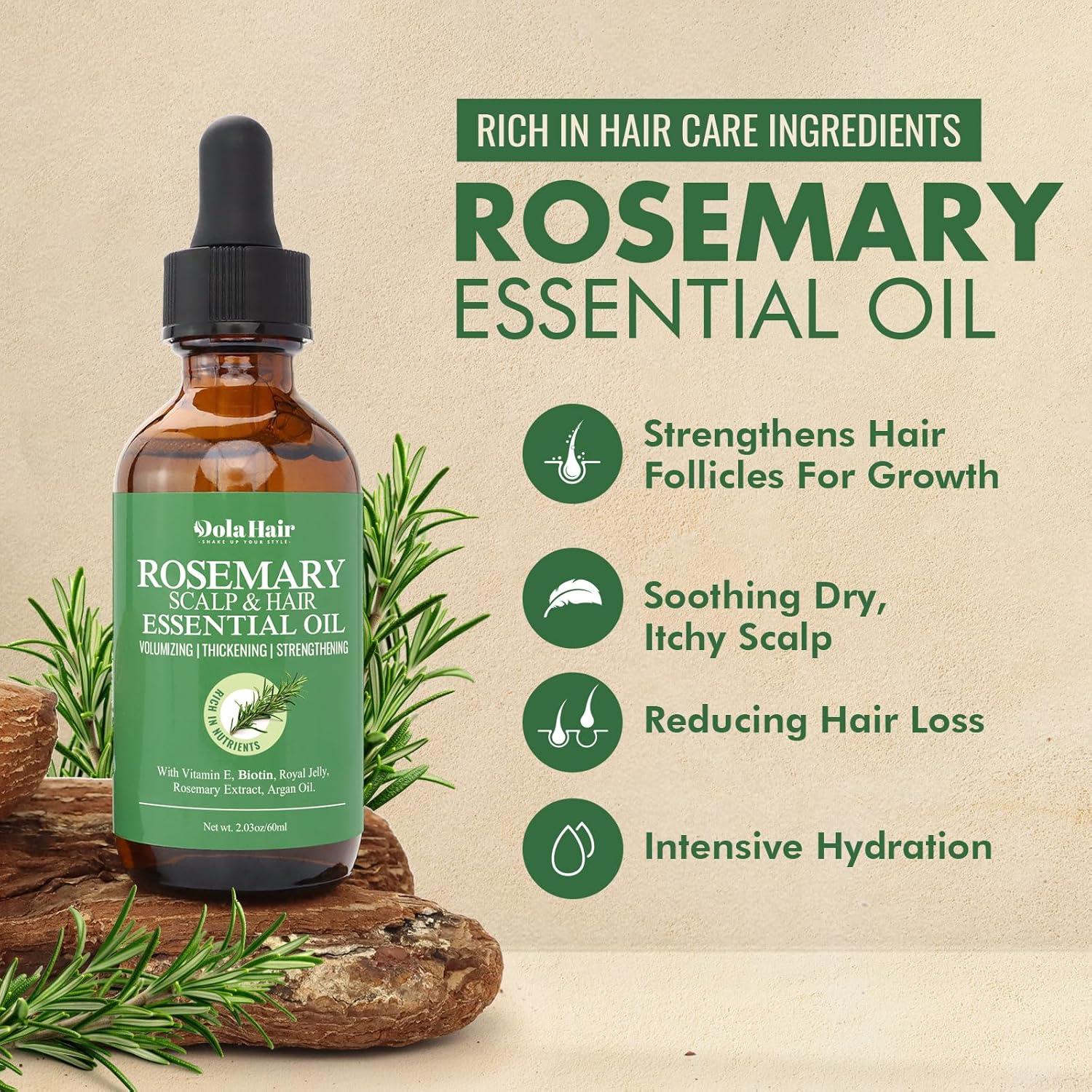 imageOrganic Essential Rosemary Oil for Hair Growth Thin Hair Healthy Scalp and Skin 203 Oz203 Oz Rosemary Oil