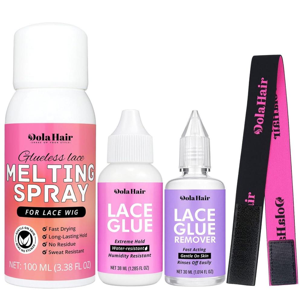 imageDolahair Wig Glue Spray for Front Lace Wig Lace Melting Spray for Wigs Melting Spray Lace Bond Spray Lace Glue Kit Wig Install Kit