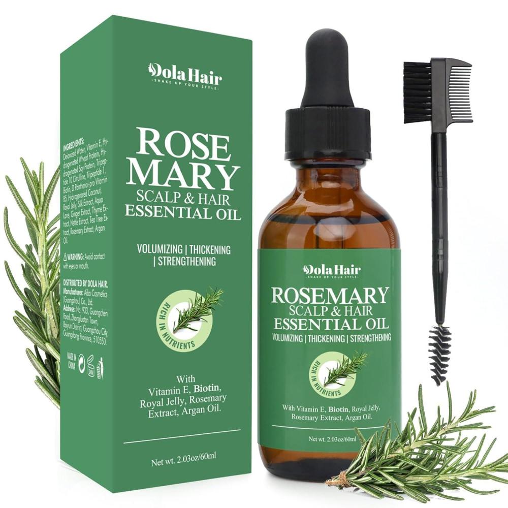 imageOrganic Essential Rosemary Oil for Hair Growth Thin Hair Healthy Scalp and Skin 203 Oz203 Oz Rosemary Oil