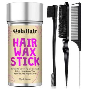 Dolahair Hair Wax Stick – Flyaway Control and Styling Pomade for Kids, Women, and Men – Hair Bun Maker and Accessorie Slick Back Hair Brush Kit (2.7 Ounce)(0.68 Ounce (Pack of 4))
