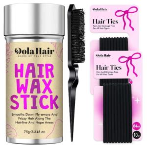 Dolahair Hair Wax Stick – Flyaway Control and Styling Pomade for Kids, Women, and Men – Hair Bun Maker and Accessorie Slick Back Hair Brush Kit (2.7 Ounce)(0.73 Ounce (Pack of 4))
