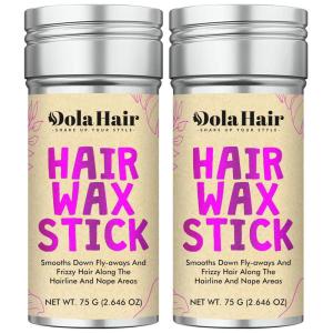Dolahair Hair Wax Stick for Flyaways, Smoothing, and Slick Back – Hair Pomade for Women and Kids (2 Pack)(2 Pack of Wax)