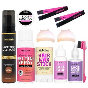 Dolahair Lace Glue Kit – Complete Set with Lace Tint Mousse, Wig Installation & Melting Spray(Medium Brown)(Dark Brown)