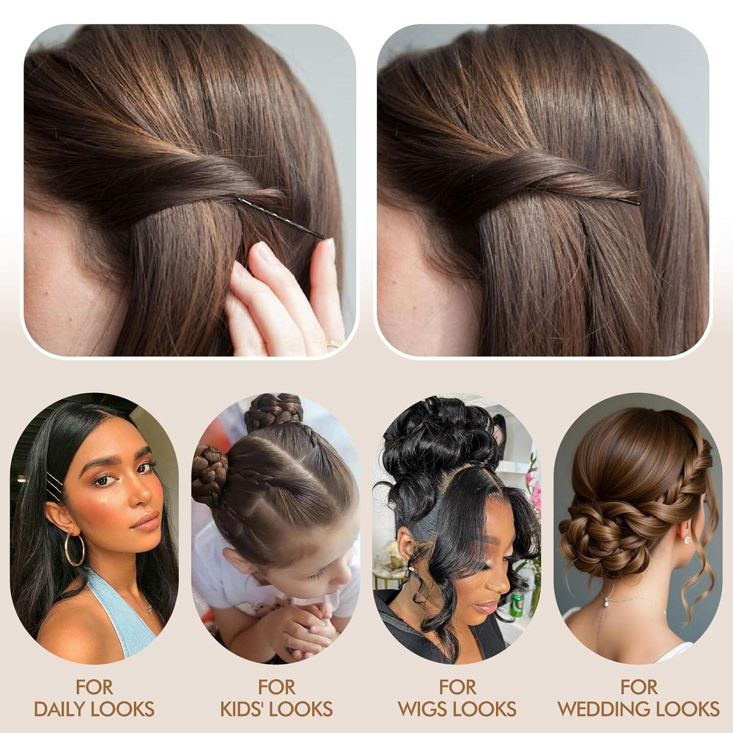 imageHair Pins for Women Bobby Pins for Bun Styling Kit Black Premium Bobby Pin For Kids Girls And Women Comfortable PainFree Hair Accessories Hair Wax Stick Slick Back Brush Kit