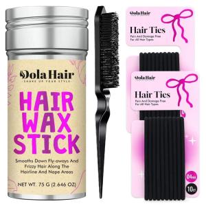 Dolahair Portable Travel Hair Wax Stick – Slick Hair Pomade with Smoothing Brush for Women, Kids & Girls’ Hair Styling(2.7 Ounce (Pack of 3))