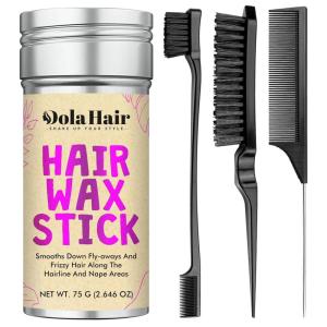 Dolahair Portable Travel Hair Wax Stick – Slick Hair Pomade with Smoothing Brush for Women, Kids & Girls’ Hair Styling(2.7 Ounce (Pack of 4))